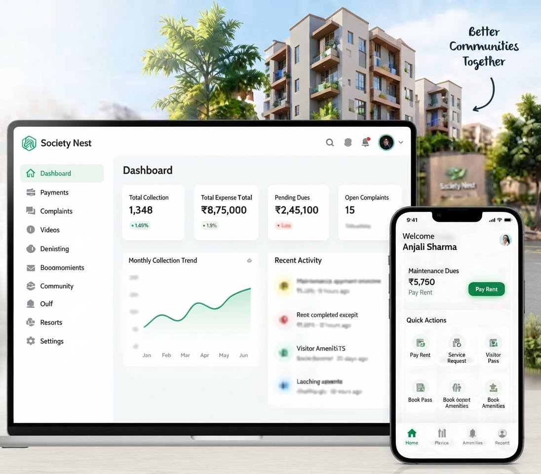 Society Nest community dashboard and resident app